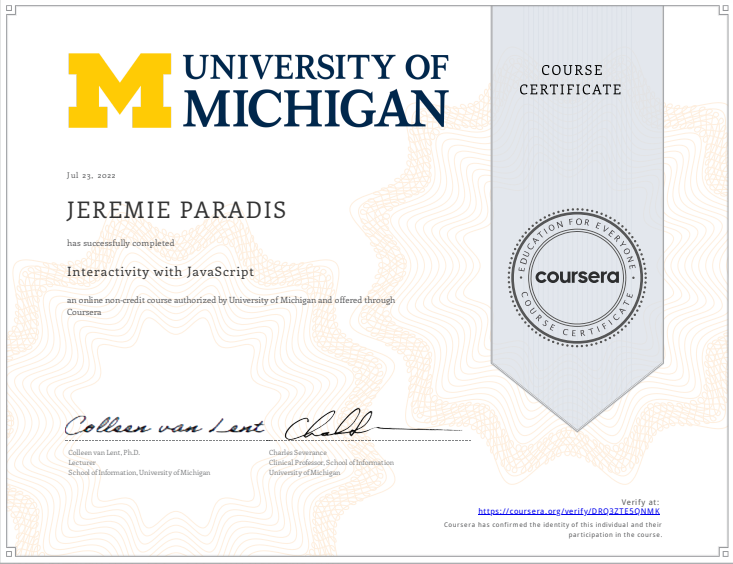 Coursera Certificate